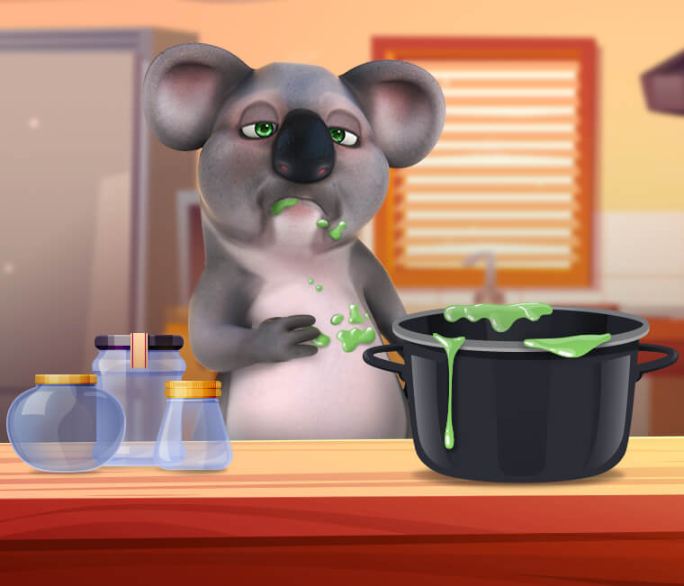 Kev the Koala eating jam